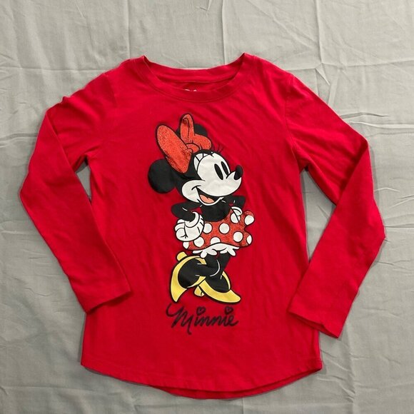 Disney Shirt Girls L 10/12 Minnie Mouse Graphic Cartoon Red Long Sleeve Tee NWOT - Picture 6 of 6